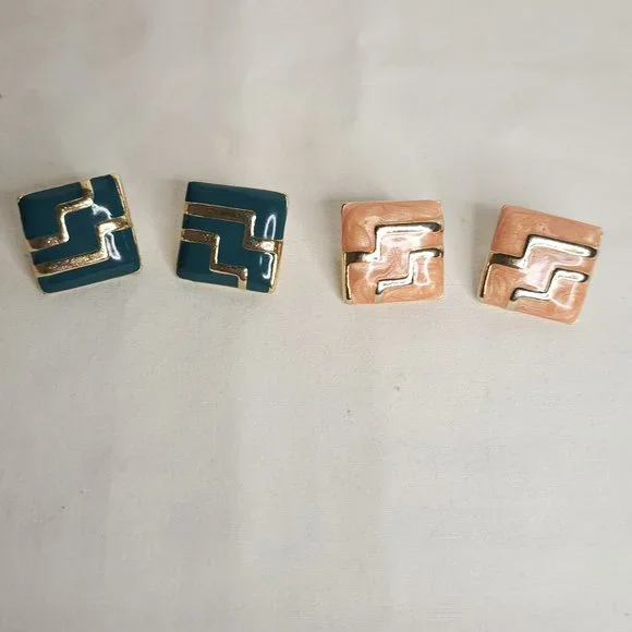 Set of 2 VINTAGE 80S Statement Clip Earrings - Picture 1 of 6